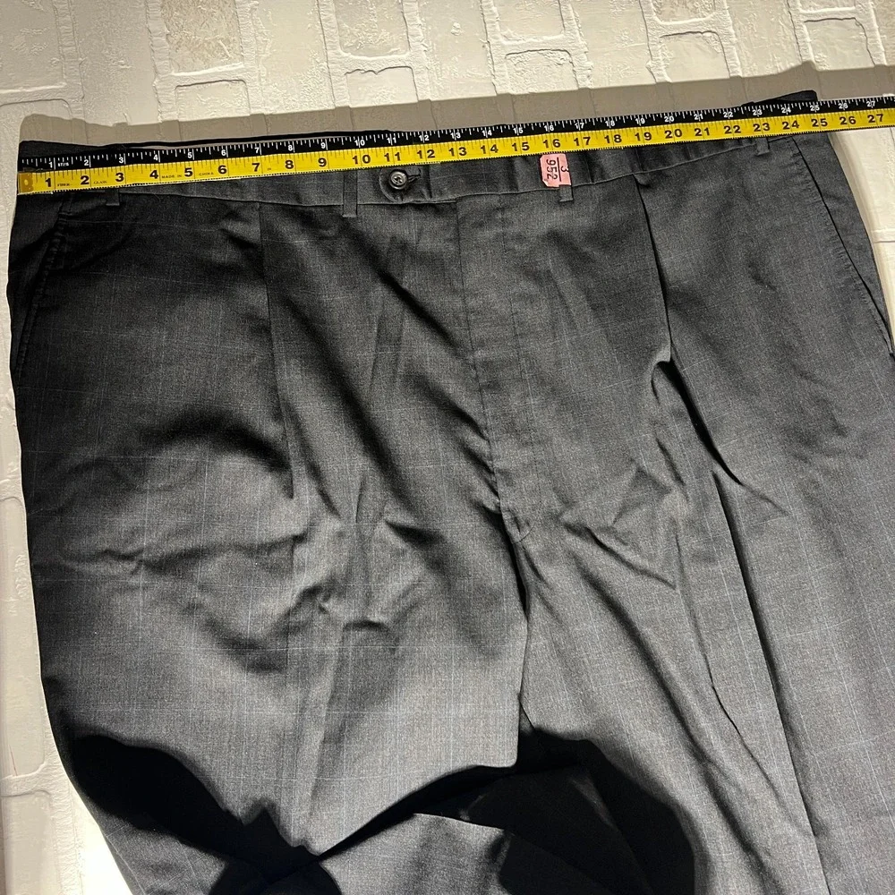 Jack Victor Suit Jacket Mens 56L Pants 52x31 Gray Windowpane Wool Reflex Stretch